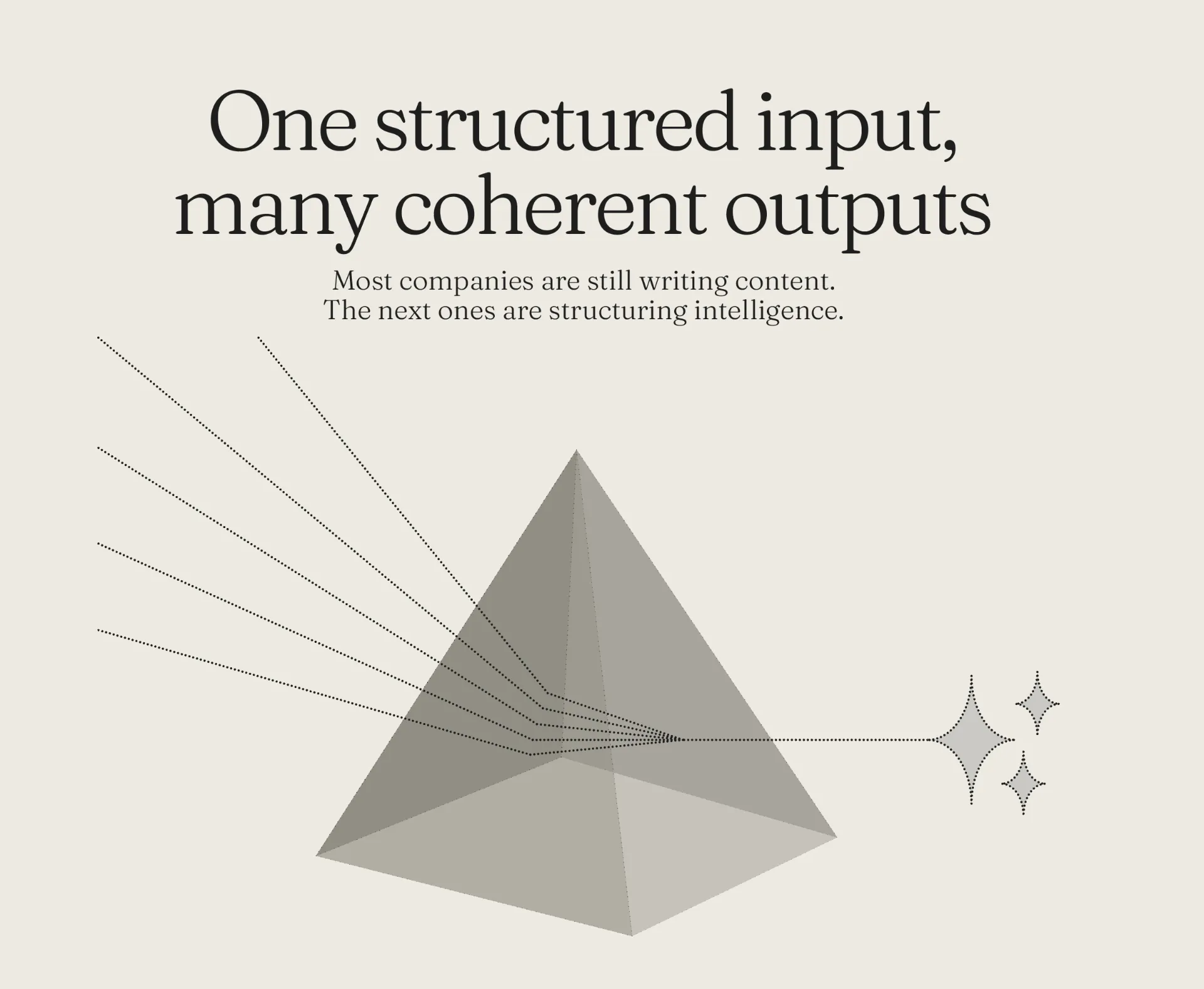 A prism: one structured input, many coherent outputs