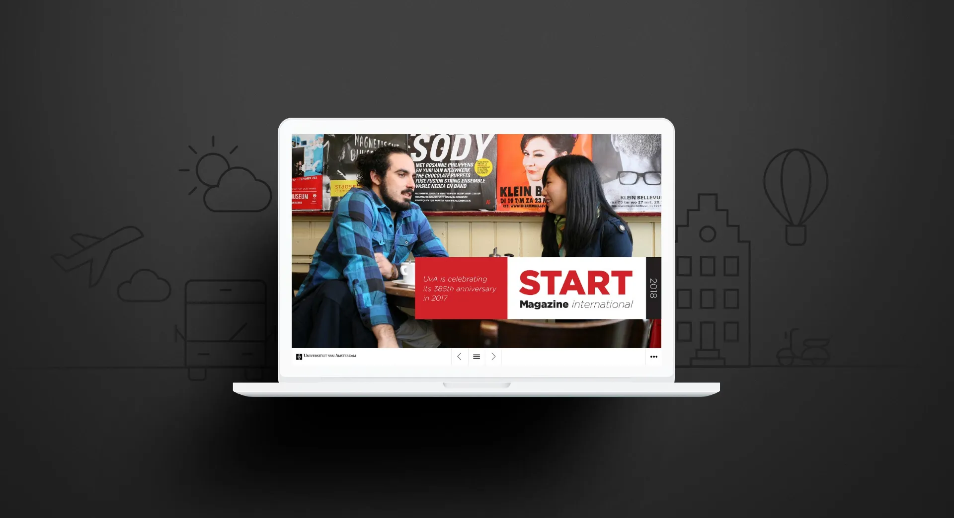 UvA Start magazine on a laptop